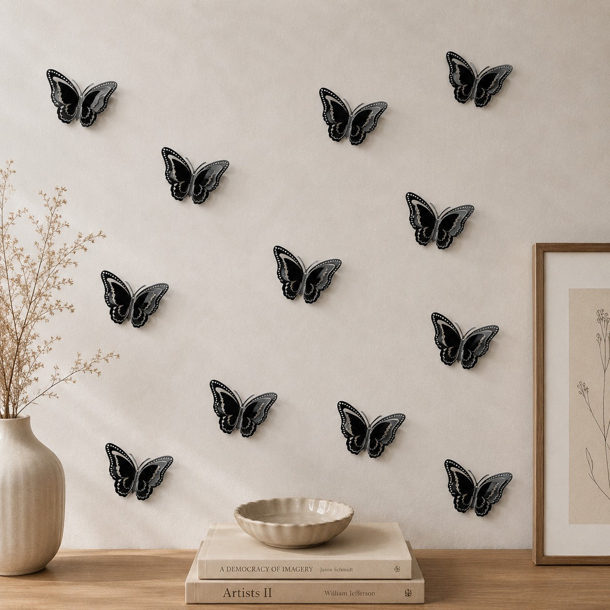 Black Butterfly Wall Decor – 24 Pcs