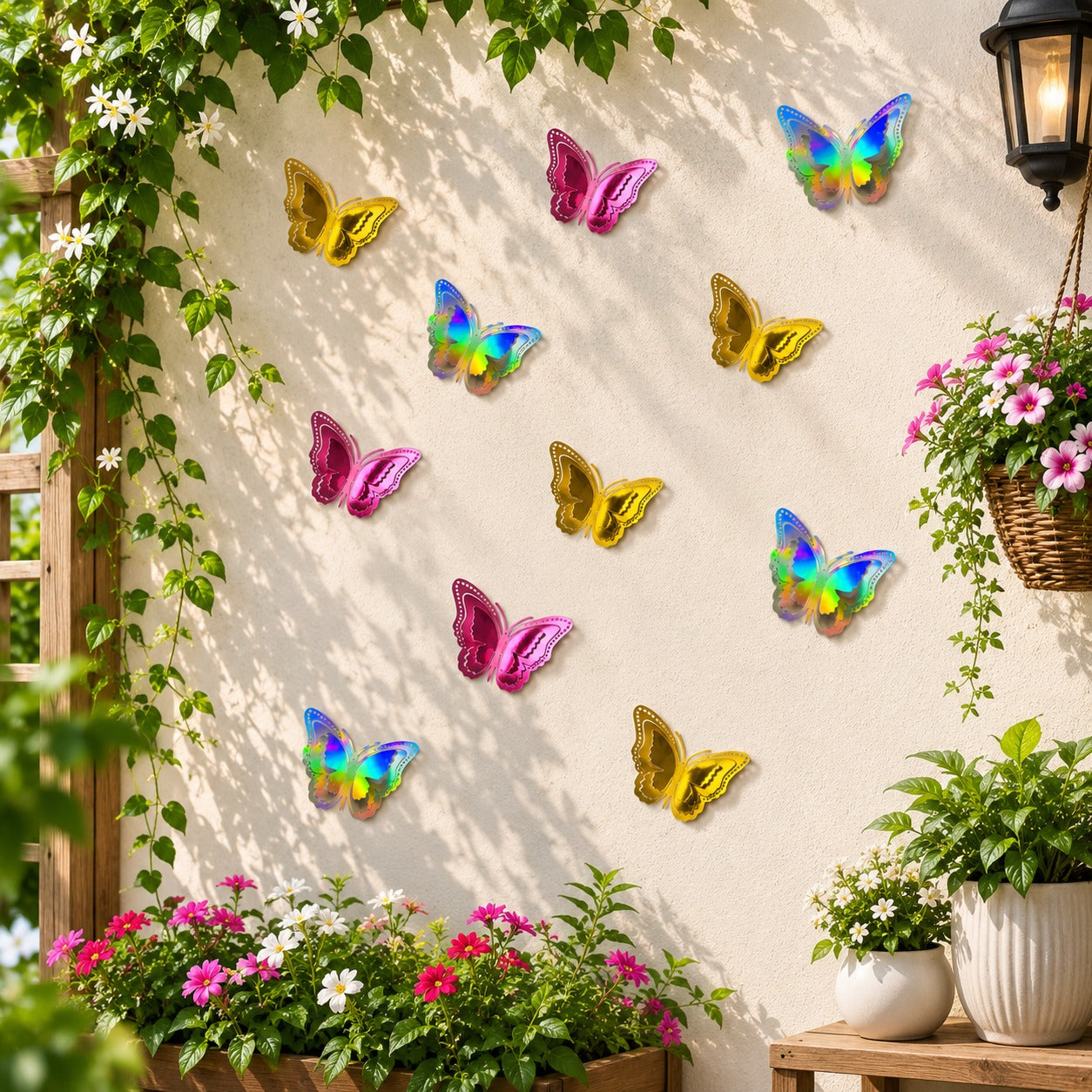 Multicolor Butterfly Wall Decor – 24 Pcs