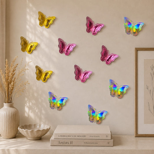 Multicolor Butterfly Wall Decor – 24 Pcs