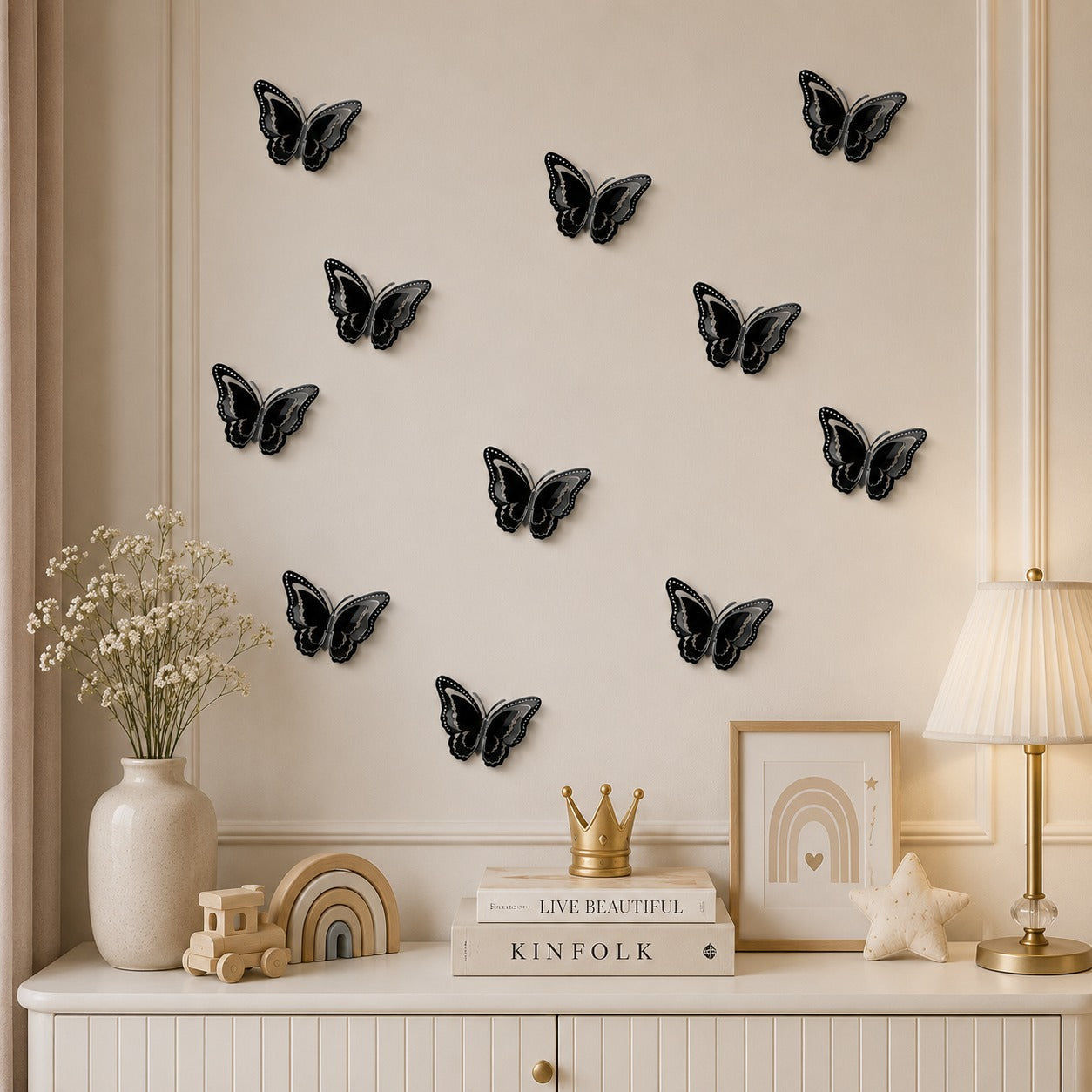 Black Butterfly Wall Decor – 24 Pcs