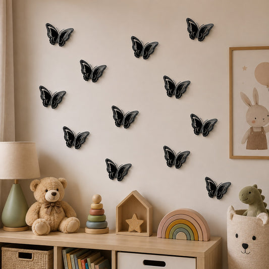 Black Butterfly Wall Decor – 24 Pcs