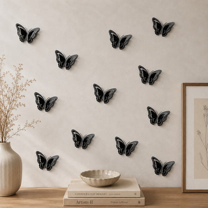 Black Butterfly Wall Decor – 24 Pcs